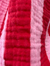 MUSSELIN KLEID LANG ROT/ ROSA GESTREIFT