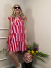MUSSELIN KLEID KNIELANG ROT/ROSA