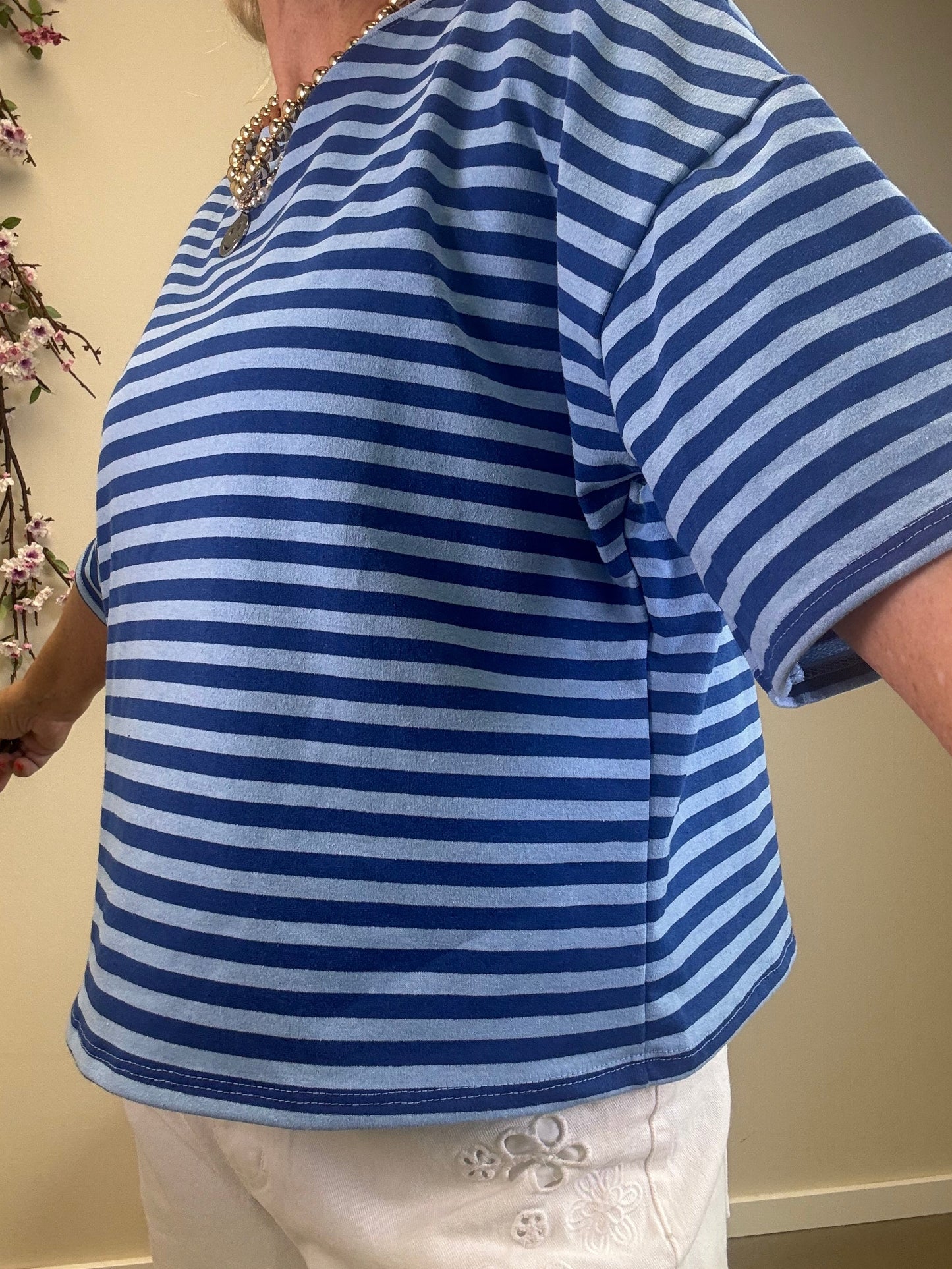 STTEIFENSHIRT 1/2 ARM KOBALTBLAU - HELLBLAU