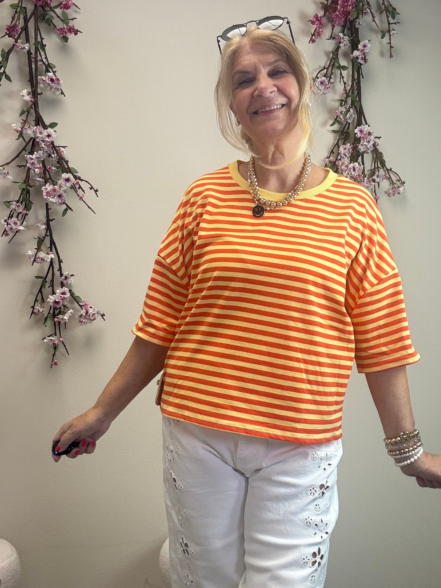 STREIFENSHIRT 1/2 ARM GLEB/ORANGE