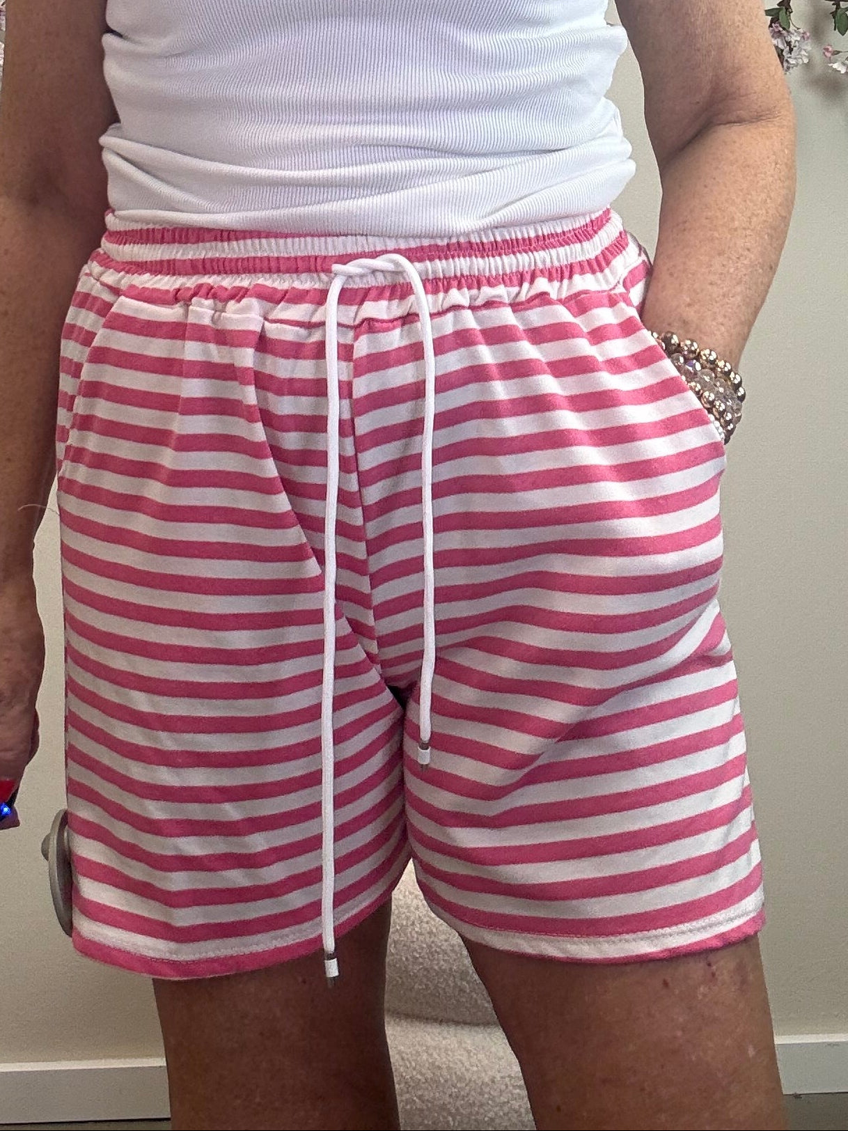 SHORT STREIFEN ROSA/WEISS