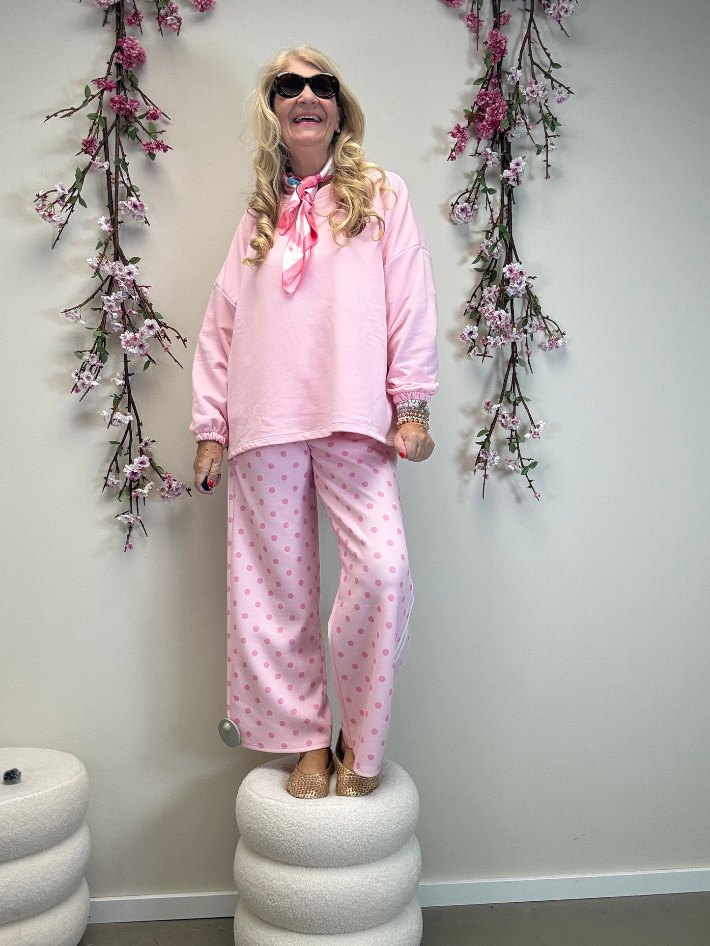 PUNKTEHOSE MIT SEITENSTREIFEN ROSA/ PINK