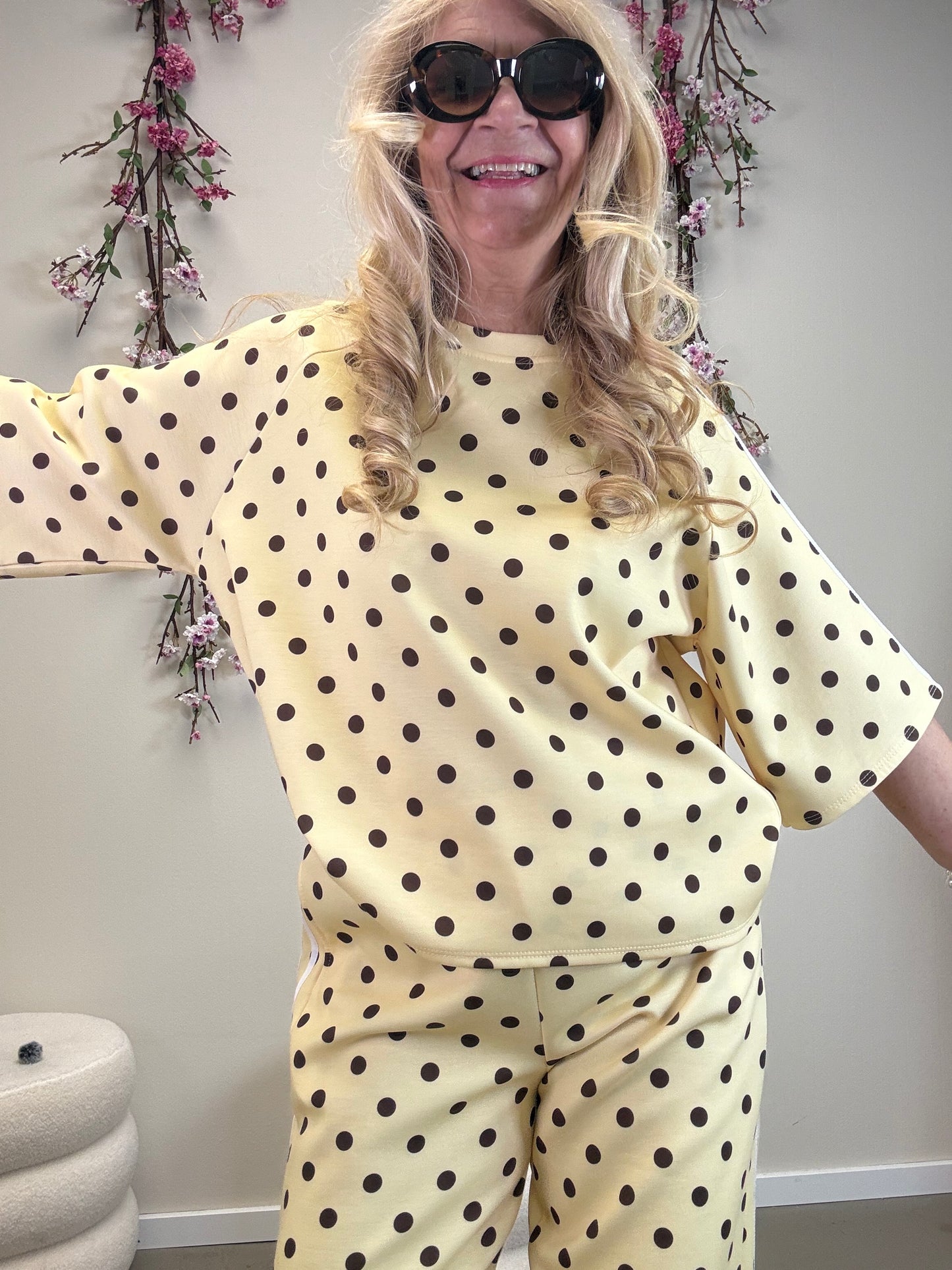 PUNKTE SHIRT PASSEND ZUR HOSE LANG GELB / BRAUN