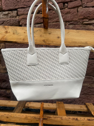 HENKELTASCHE MIT FLECHTOPTIK CREME