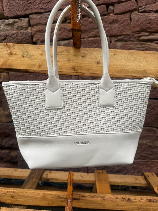 HENKELTASCHE MIT FLECHTOPTIK CREME