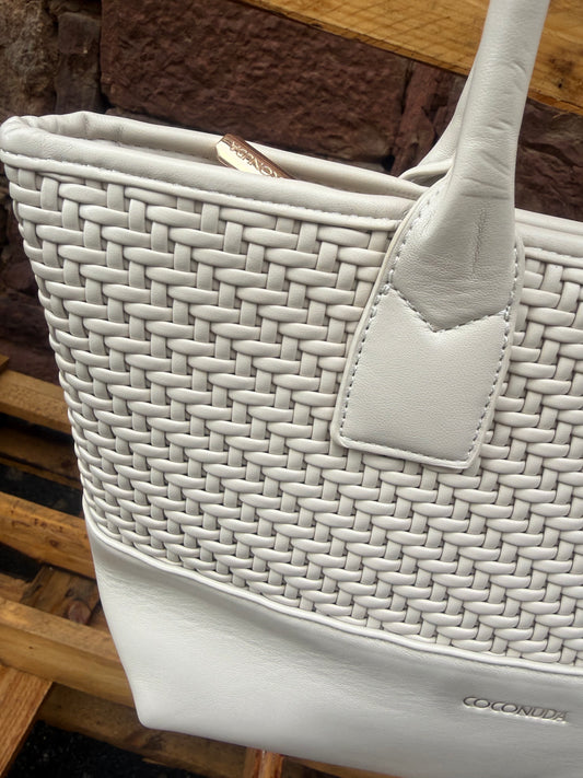 HENKELTASCHE MIT FLECHTOPTIK CREME