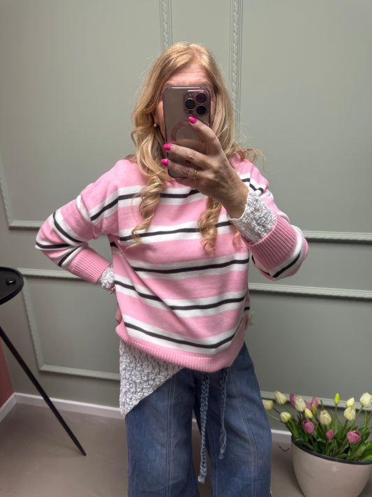 STREIFENPULLI ROSA - CREME - BRAUN (Kopie)