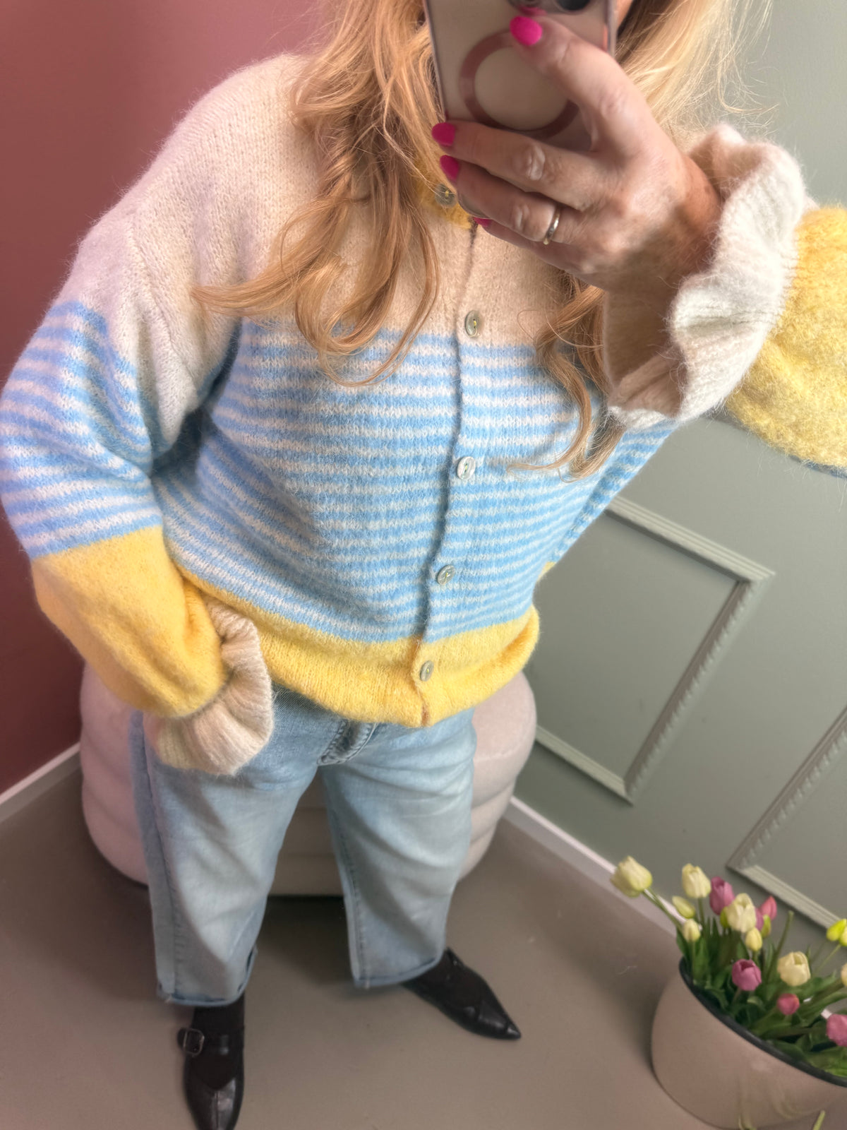 STRICKJACKE CUTE SPRIPES BLAU/ GELB (Kopie)