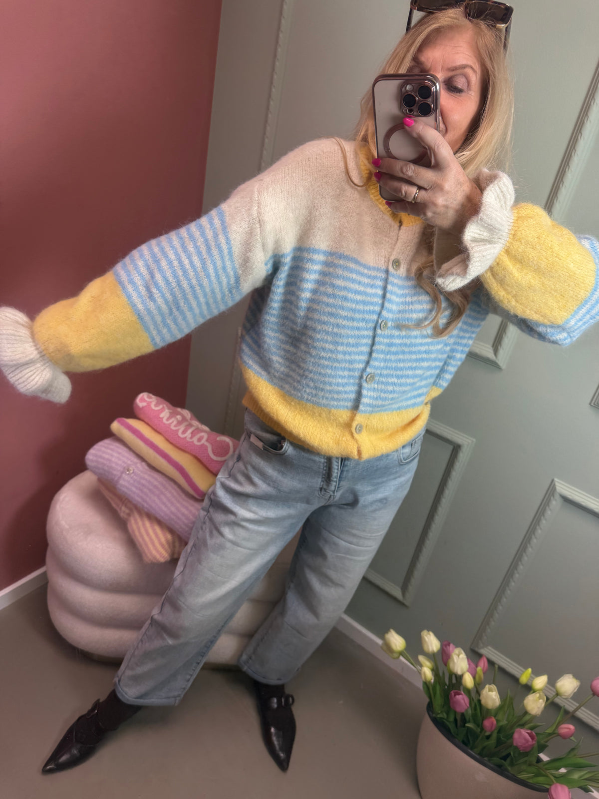 STRICKJACKE CUTE SPRIPES BLAU/ GELB (Kopie)