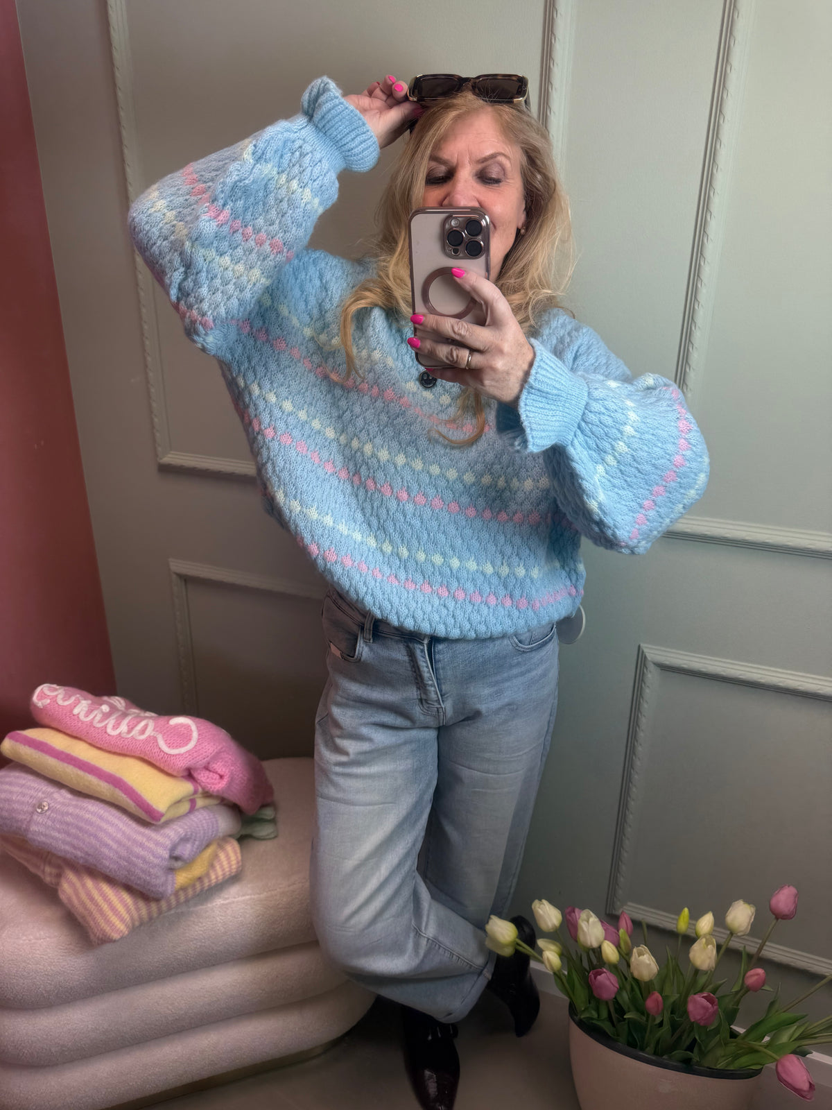 PULLOVER PUFFY HELLBLAU