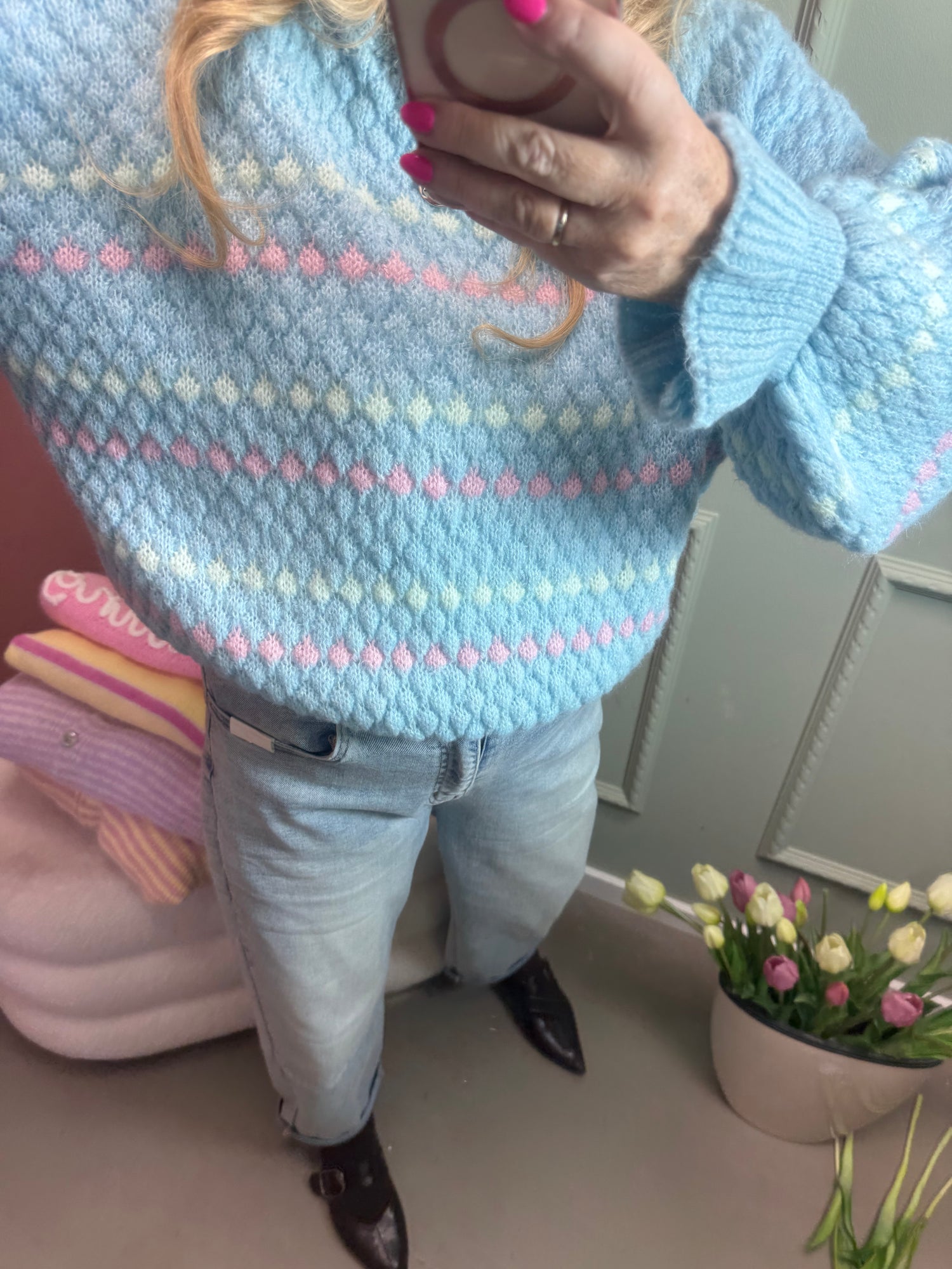 PULLOVER PUFFY HELLBLAU