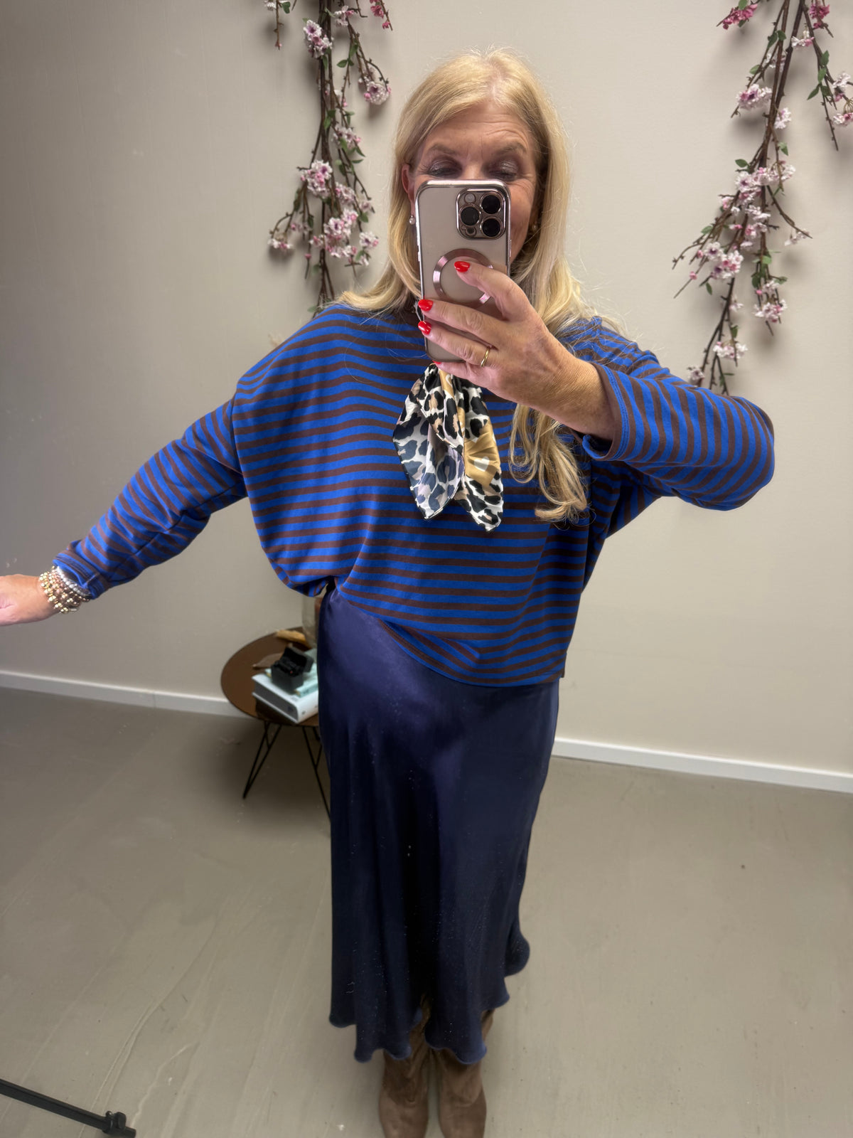 SWEATSHIRT STREIFEN SCHOKO - KOBALTBLU