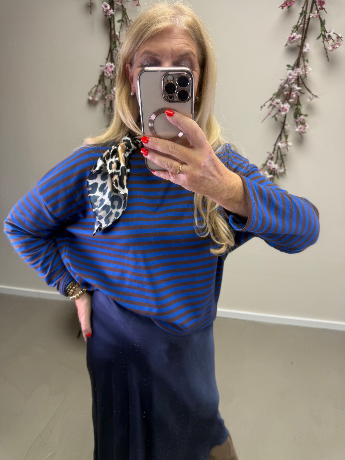 SWEATSHIRT STREIFEN SCHOKO - KOBALTBLU