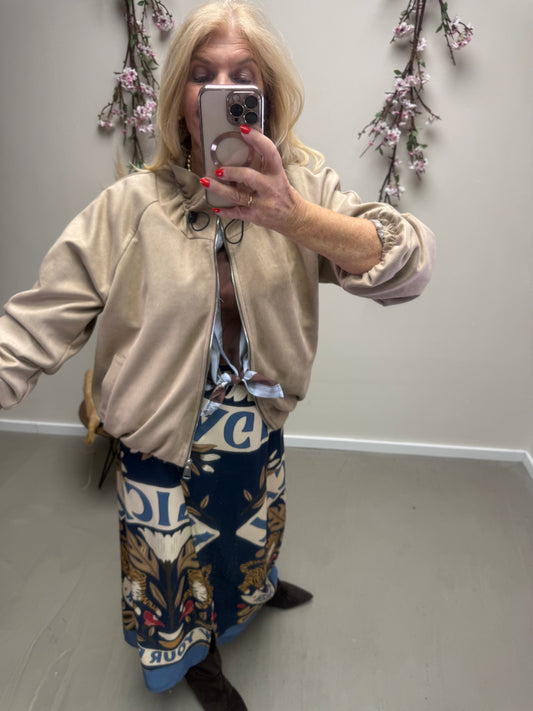 BOMBERJACKE VELOUR OPTIK BEIGE