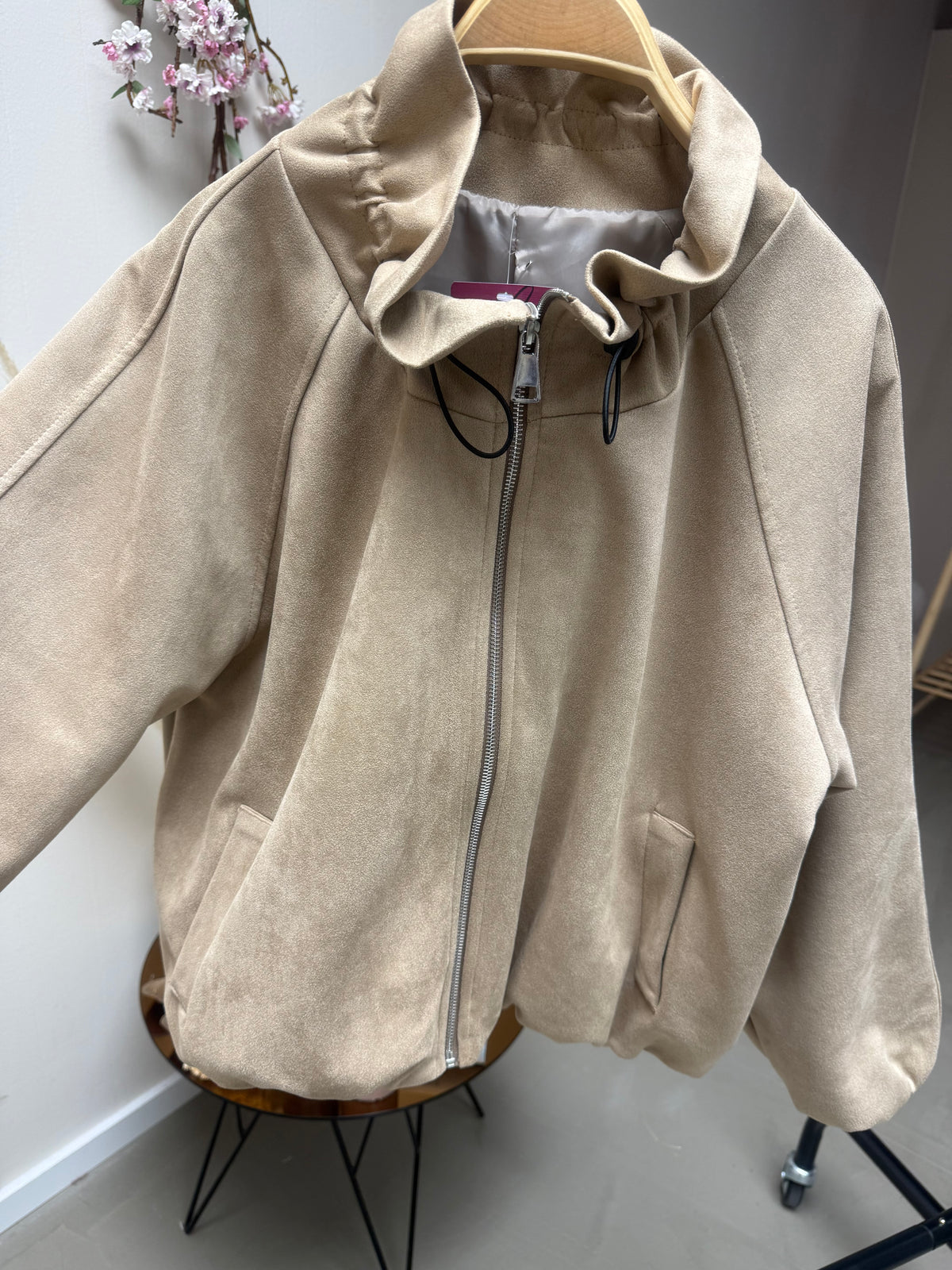 BOMBERJACKE VELOUR OPTIK BEIGE