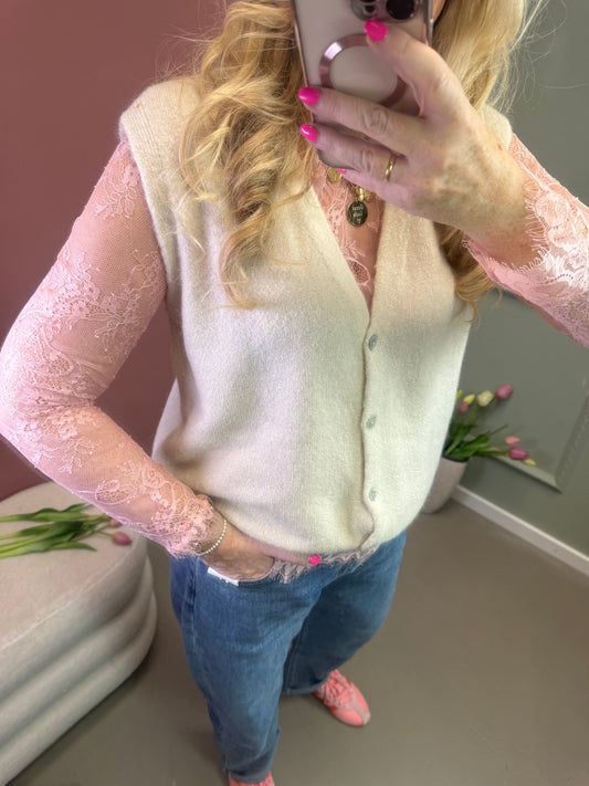 LACE SHIRT MIT WIMPERNSPITZE ROSA