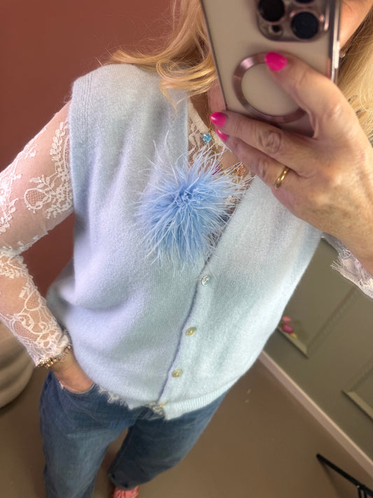 LACE SHIRT MIT WIMPERNSPITZE WEIß