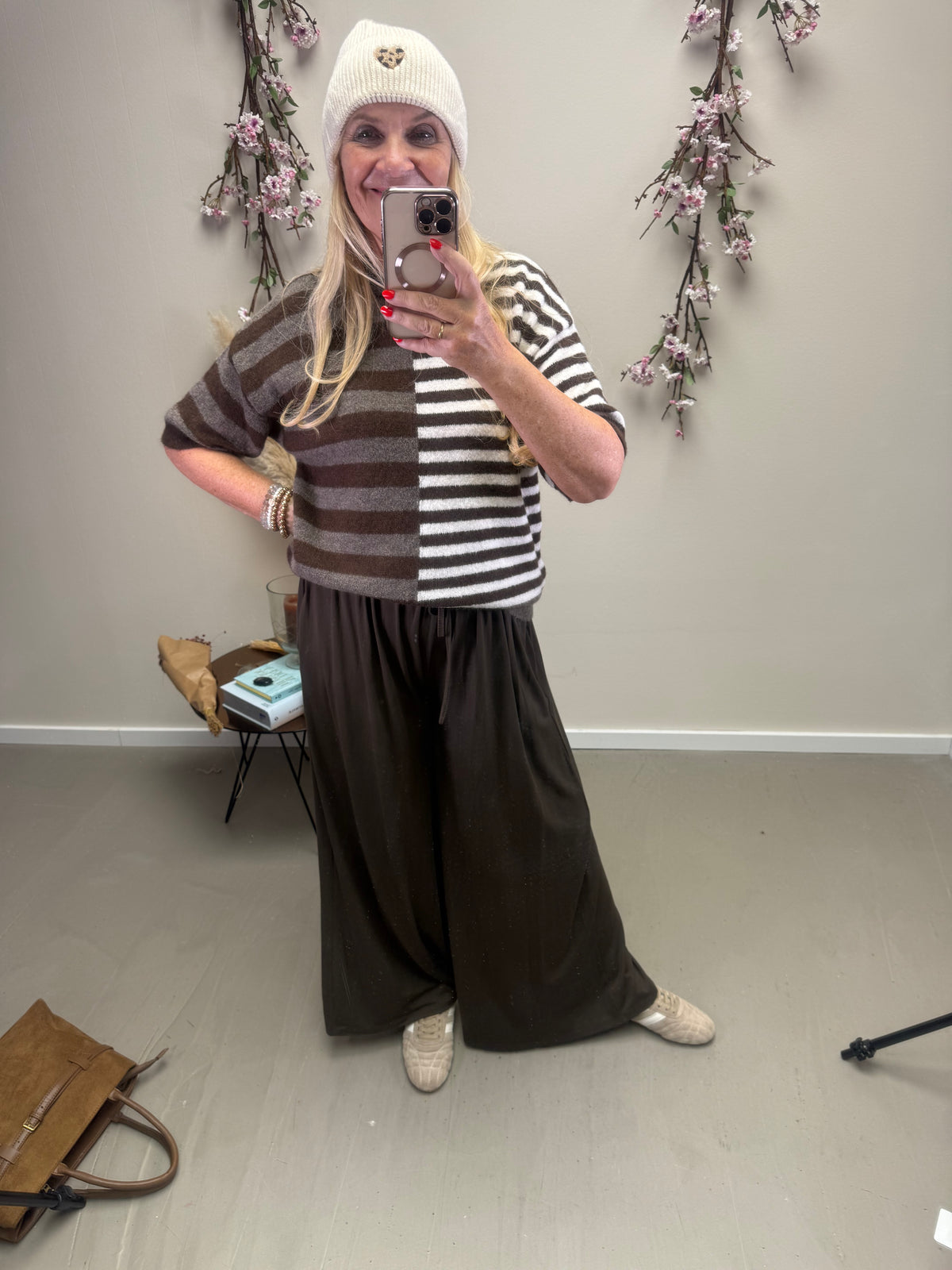 PULLI HALBARM VERSETZTE STTEIFEN BRAUN