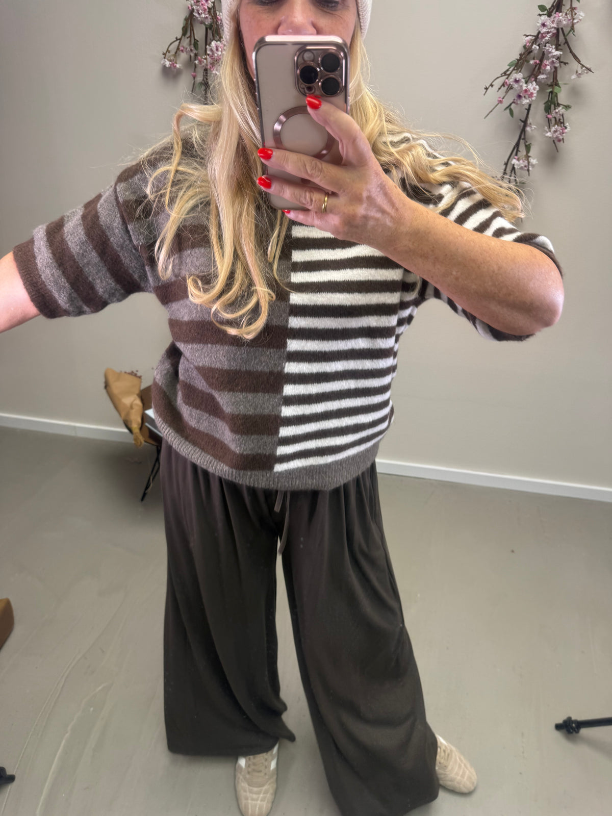 PULLI HALBARM VERSETZTE STTEIFEN BRAUN