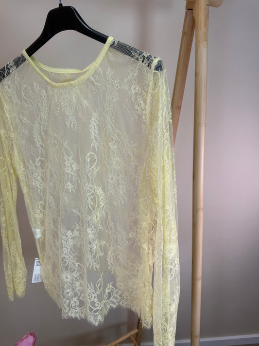 LACE SHIRT MIT WIMPERNSPITZE GELB