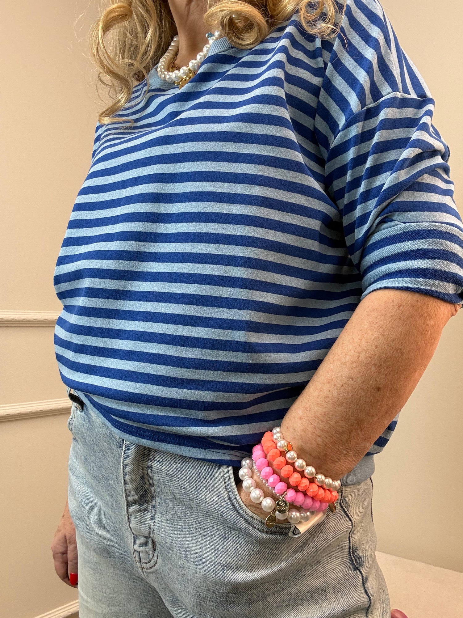 RINGEL SWEATSHIRT HELLBLAU/KOBALTBLAU