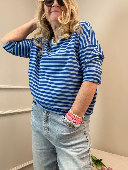 RINGEL SWEATSHIRT HELLBLAU/KOBALTBLAU