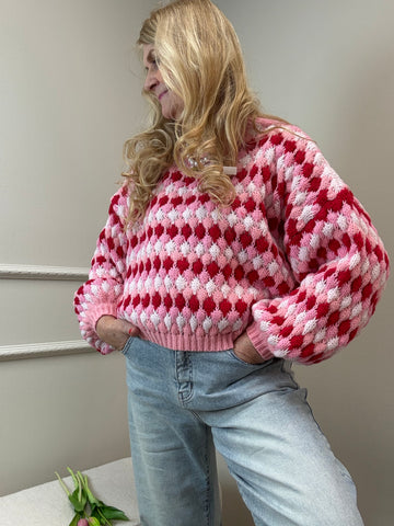 STRICKPULLI BUBBELSTRIPES - PINK