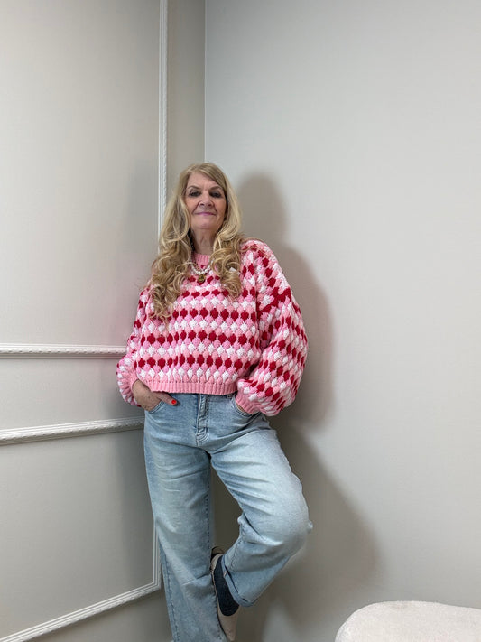STRICKPULLI BUBBELSTRIPES - PINK