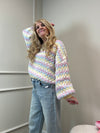 STRICKPULLI BUBBELSTRIPES - BUTTERGELB
