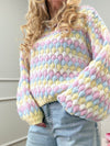 STRICKPULLI BUBBELSTRIPES - BUTTERGELB