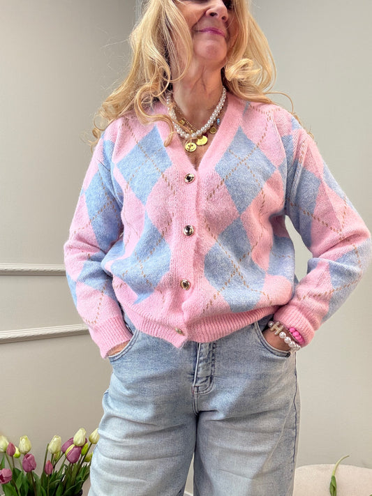 STRICKJACKE RAUTE ROSA