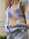 STRICKJACKE RAUTE HELLBLAU