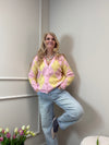 STRICKJACKE RAUTE BUTTERGELB