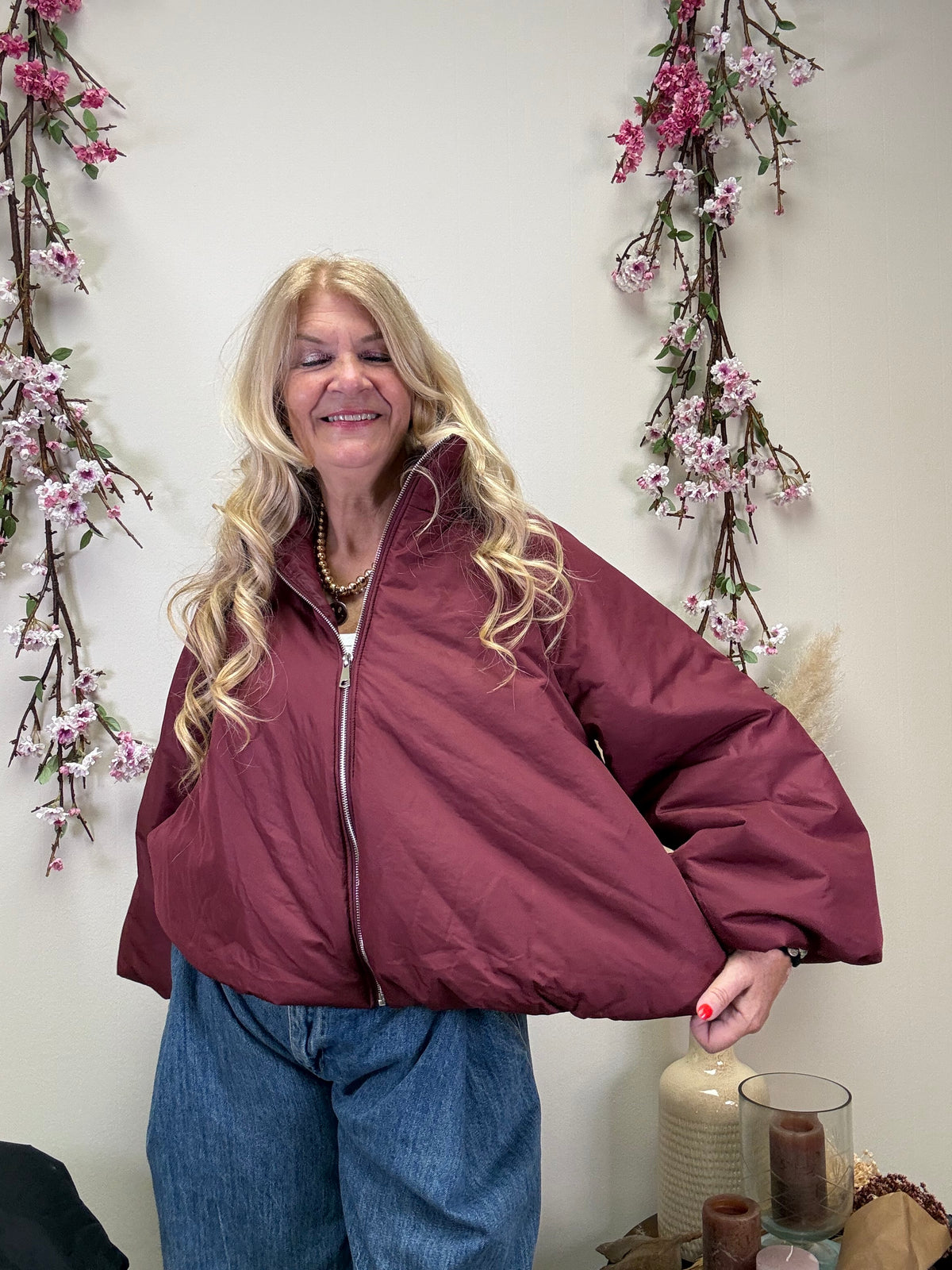 JACKE PUFFY POWER MIT REIßVERSCHLUSS BURGUNDY