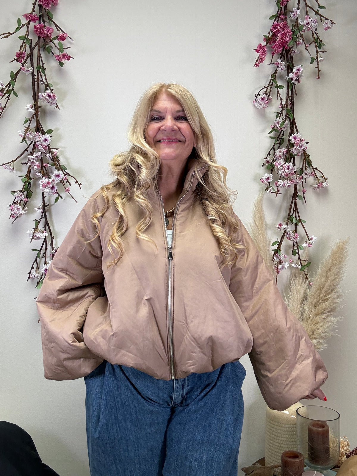 JACKE PUFFY POWER MIT REIßVERSCHLUSS BEIGE